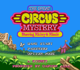 Great Circus Mystery Starring Mickey & Minnie, The (USA) Title Screen